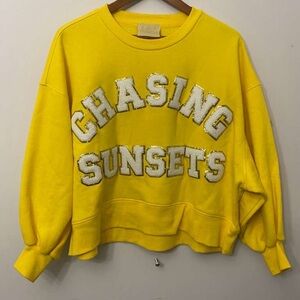 Judith March Yellow Sweater with White Accents